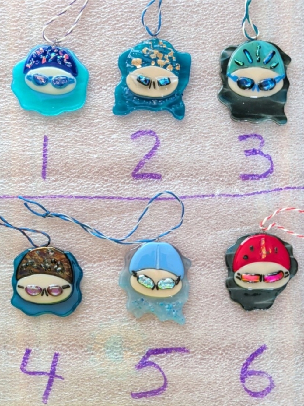 Handmade Swimmer Ornament - Fused Glass
